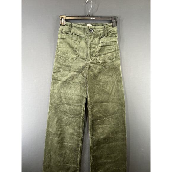 New Anthropologie Maeve Colette Size 28 Cropped Corduroy Wide Leg Pants Green - Picture 2 of 11